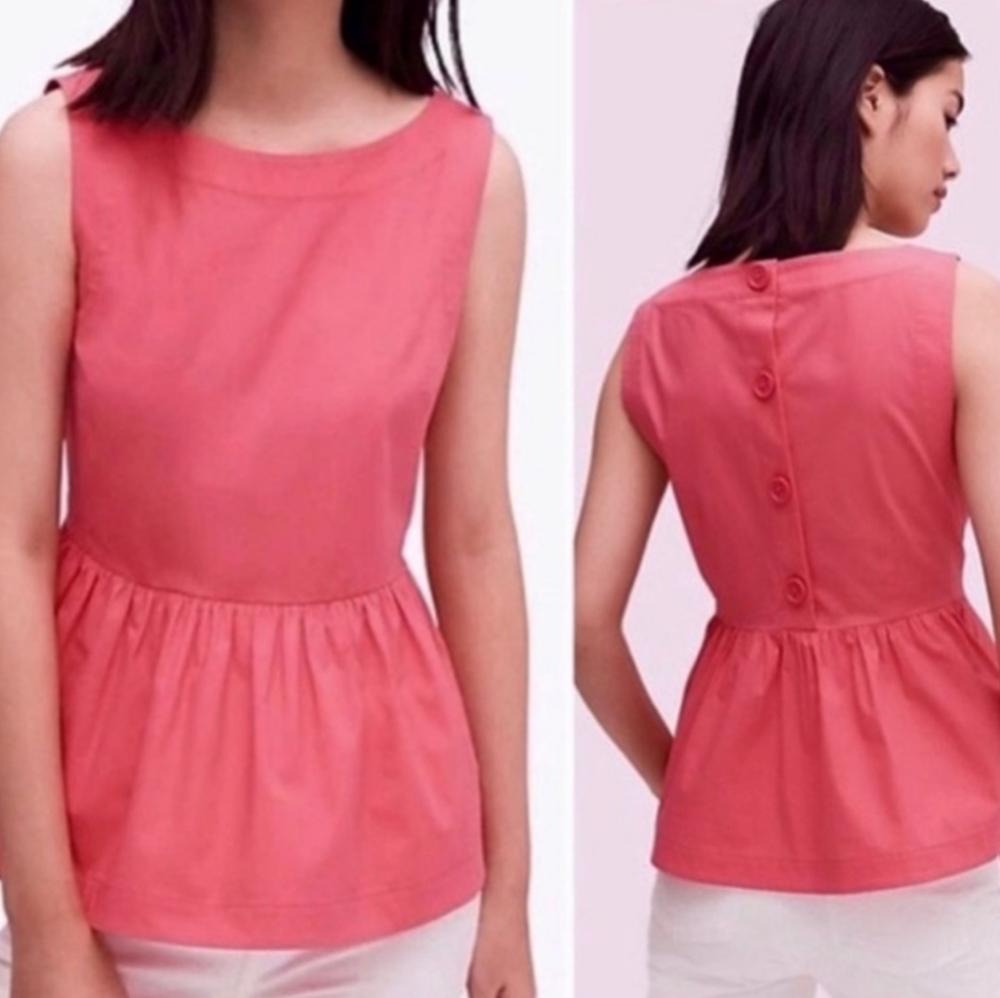 Sleeveless Peplum Top in Coral Pink